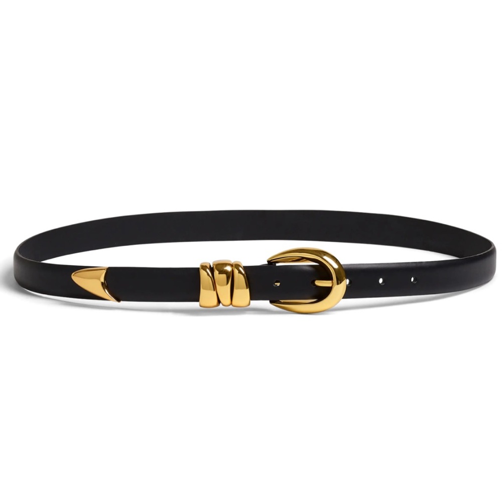Madewell True Black Belt with Gold Accent